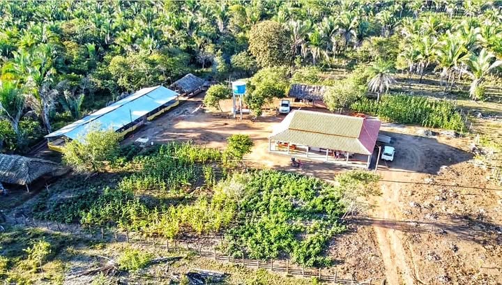 Vista aérea real da sede da Fazenda Freitas e Cunha